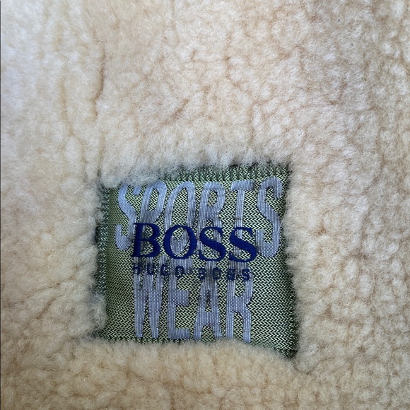 HUGO BOSS Sheepskin Bomber Jacket Brown Leather Jacket size large - Picture 14 of 16